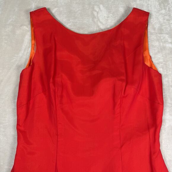 VTG Lilli Diamond Red Chiffon Ruffle Tiered Midi Dress Women's Size M 50s 60s - Picture 3 of 11